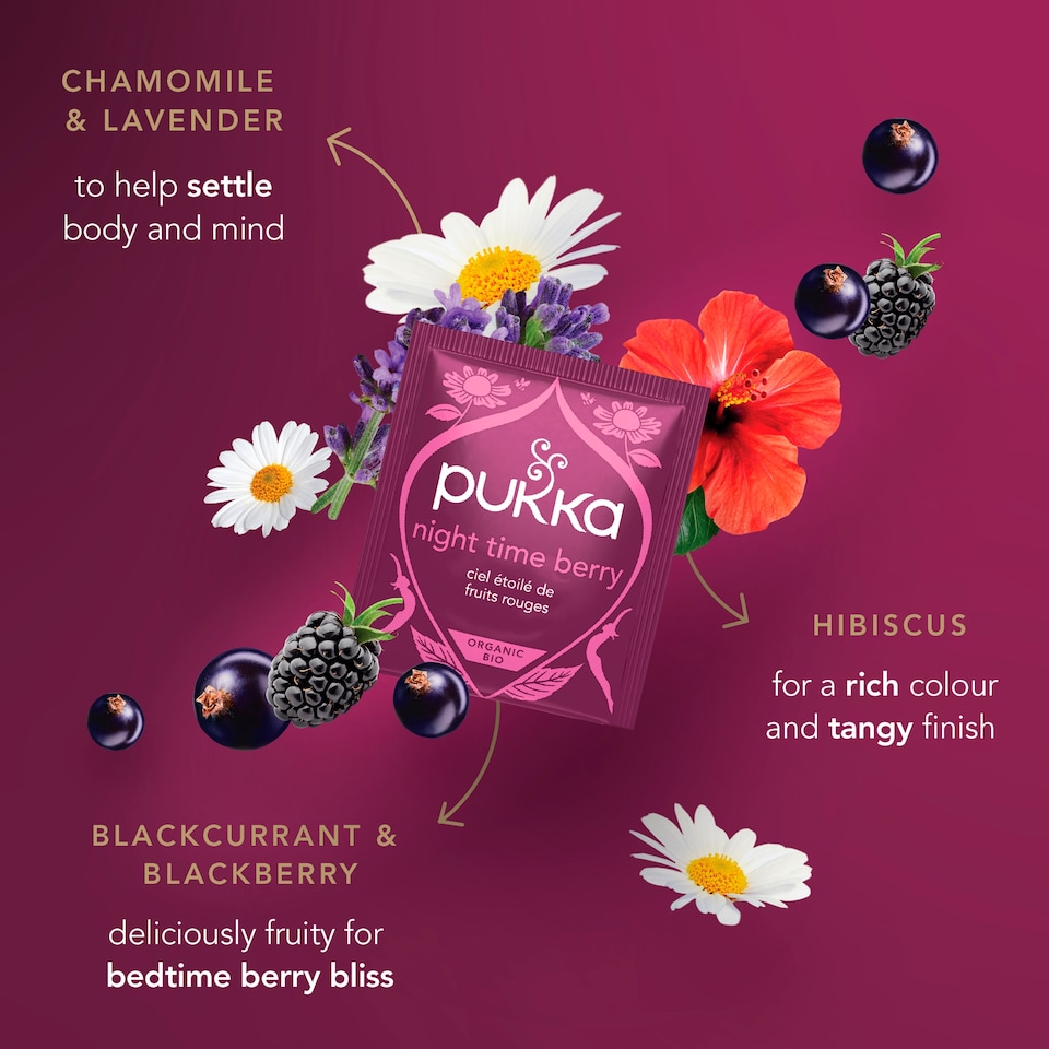 image 1 of Pukka Organic Night Time Berry 20 Herbal Tea Sachets 32g