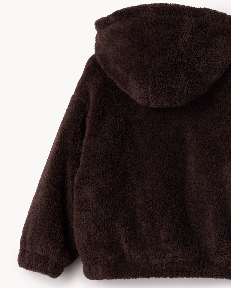image 1 of F&F Girls Fleece Hooded Jacket in Brown