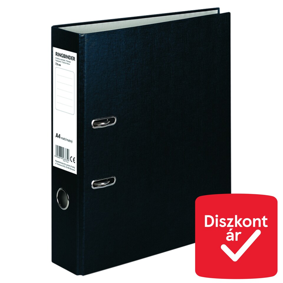 Black Ring Binder A4 Matt 7,5 cm