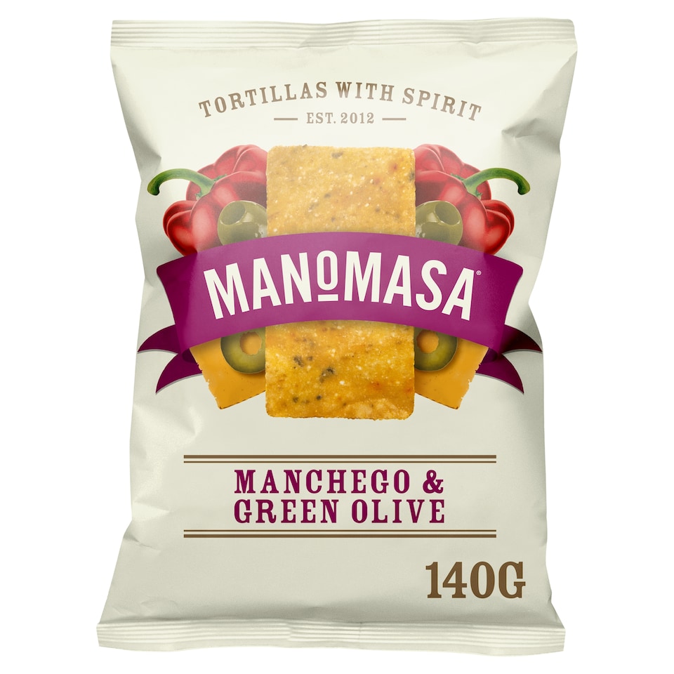 image 1 of Manomasa Green Olive And Manchego Tortilla Chips 140G