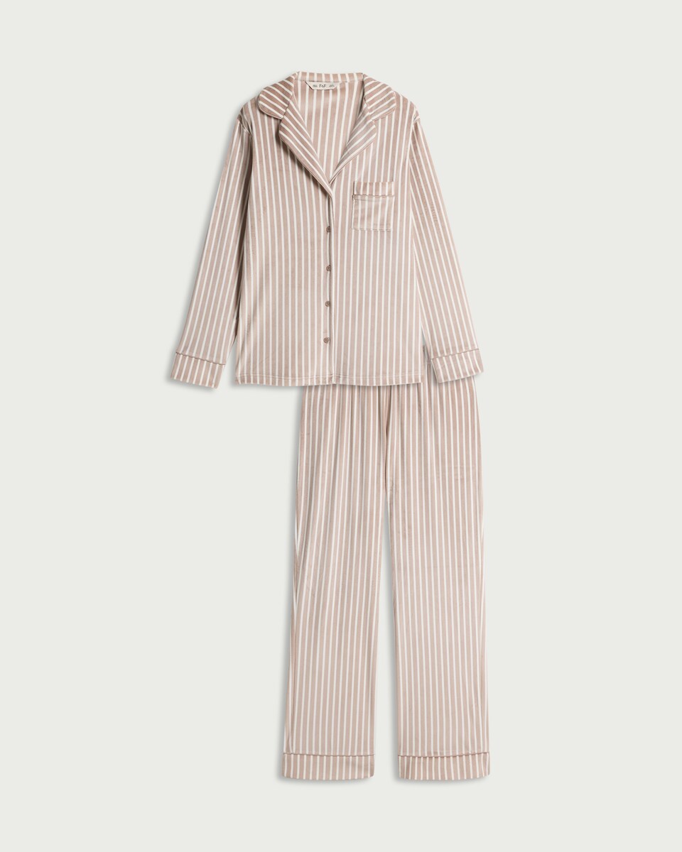 image 1 of F&F Striped Pyjama Set in Neutral