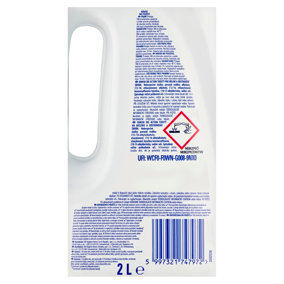 obrázok 1 z Vanish Oxi Action Tekutý na bielenie a odstránenie škvŕn 2 l