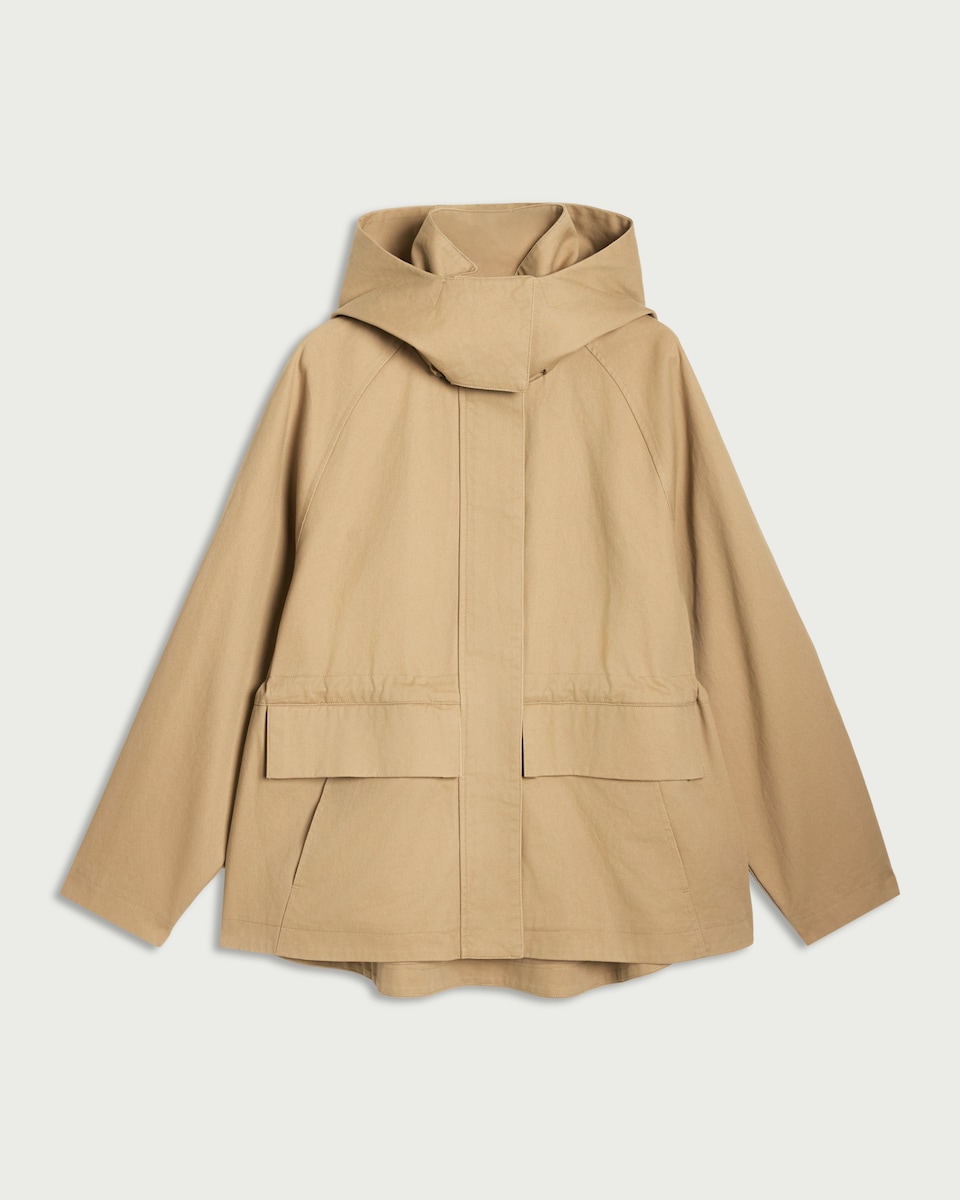 image 1 of F&F Pure Cotton Oversized Hooded Jacket in Neutral