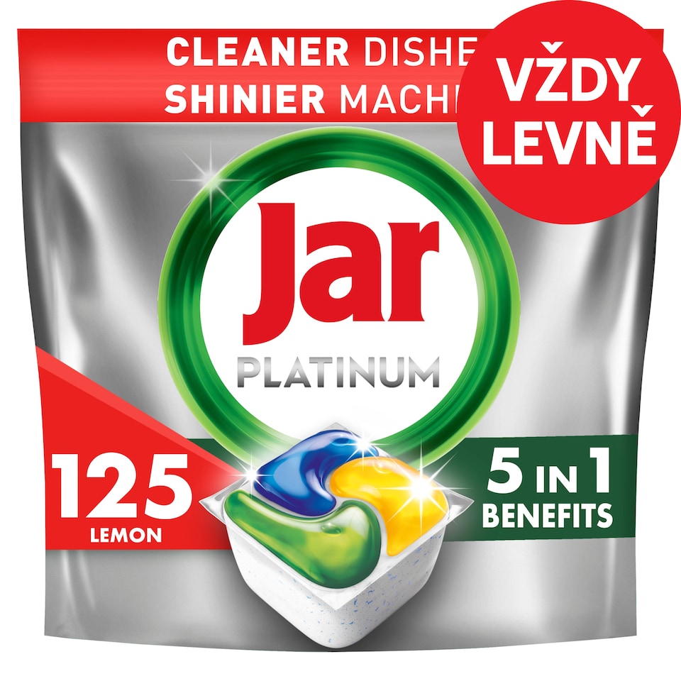 Jar Platinum Kapsle Do Automatické Myčky Nádobí Vše V Jednom Lemon, 125 Ks
