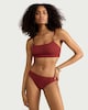 image 1 of F&F Crinkle Textured High Leg Bikini Bottoms in Brick