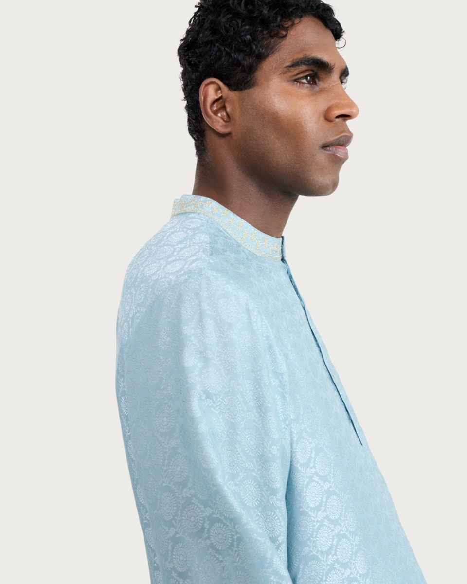 image 1 of F&F Patterned Long Sleeved Kurta in Mint