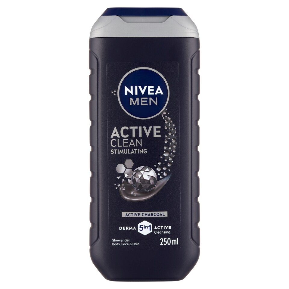 image 1 of NIVEA MEN Active Clean Stimulating Body, Face & Hair Shower Gel 250 ml
