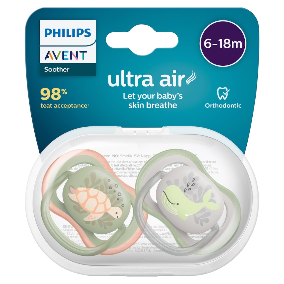 image 1 of Philips Avent Ultra Air Soother 6-18 months 2 pack