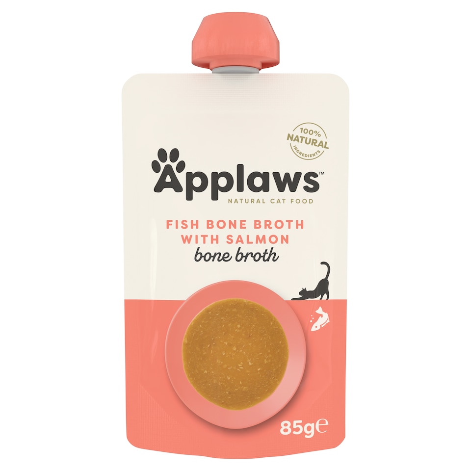 image 1 of Applaws Natural Wet Cat Food Fish Bone Broth with Salmon Spout Pouch 85g