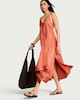image 2 of The F&F Edit V Neck Hanky Hem Midi Dress in Orange