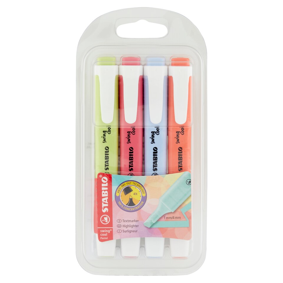 Stabilo Swing Cool pastel szövegkiemelő 4 db