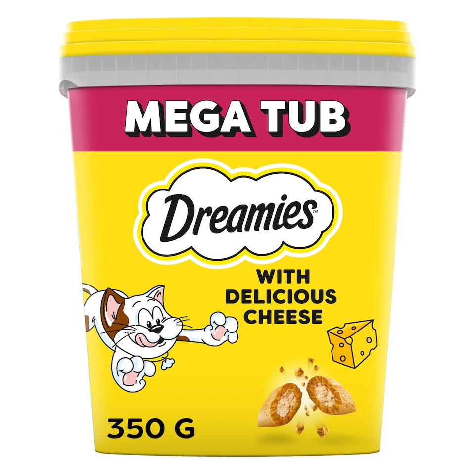 image 1 of Dreamies Cat Treat Biscuits with Cheese Bulk Mega Tub 350g