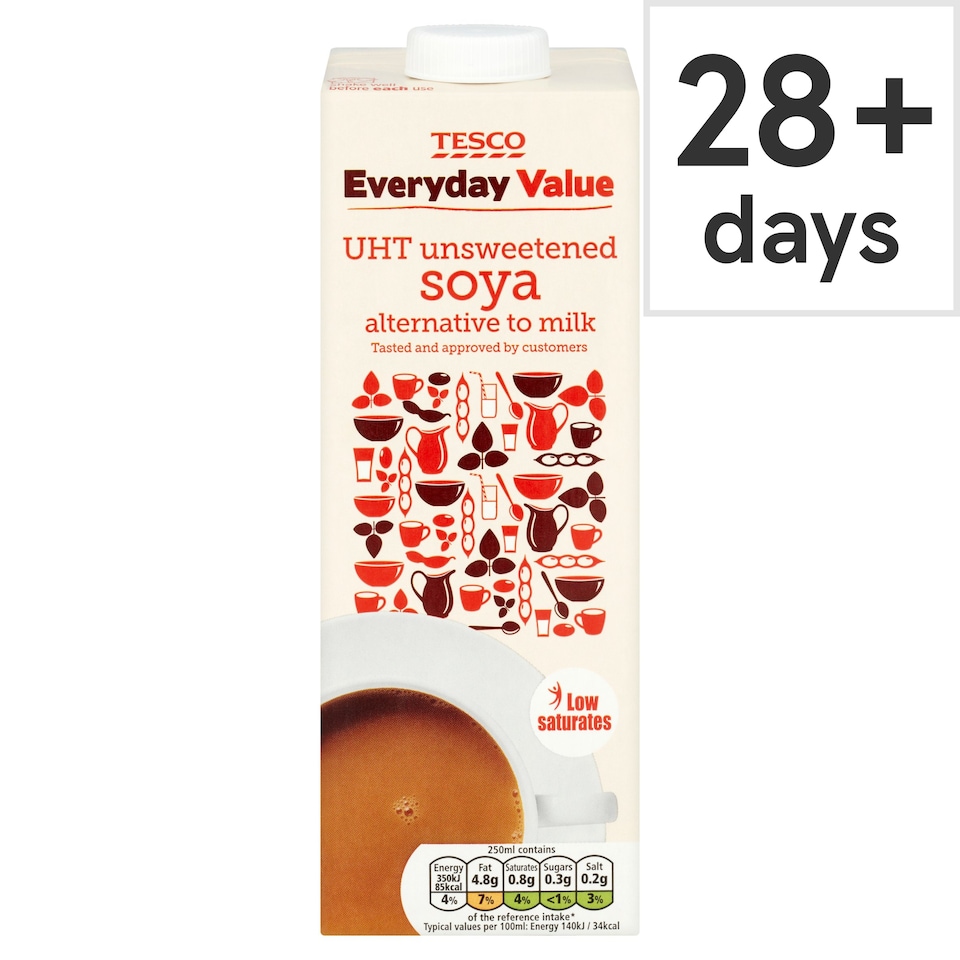 Tesco Everyday Value Longlife Soya Unsweetened 1Ltr