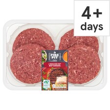 Tesco Fire Pit 4 Reduced Fat Beef Burgers 454G
