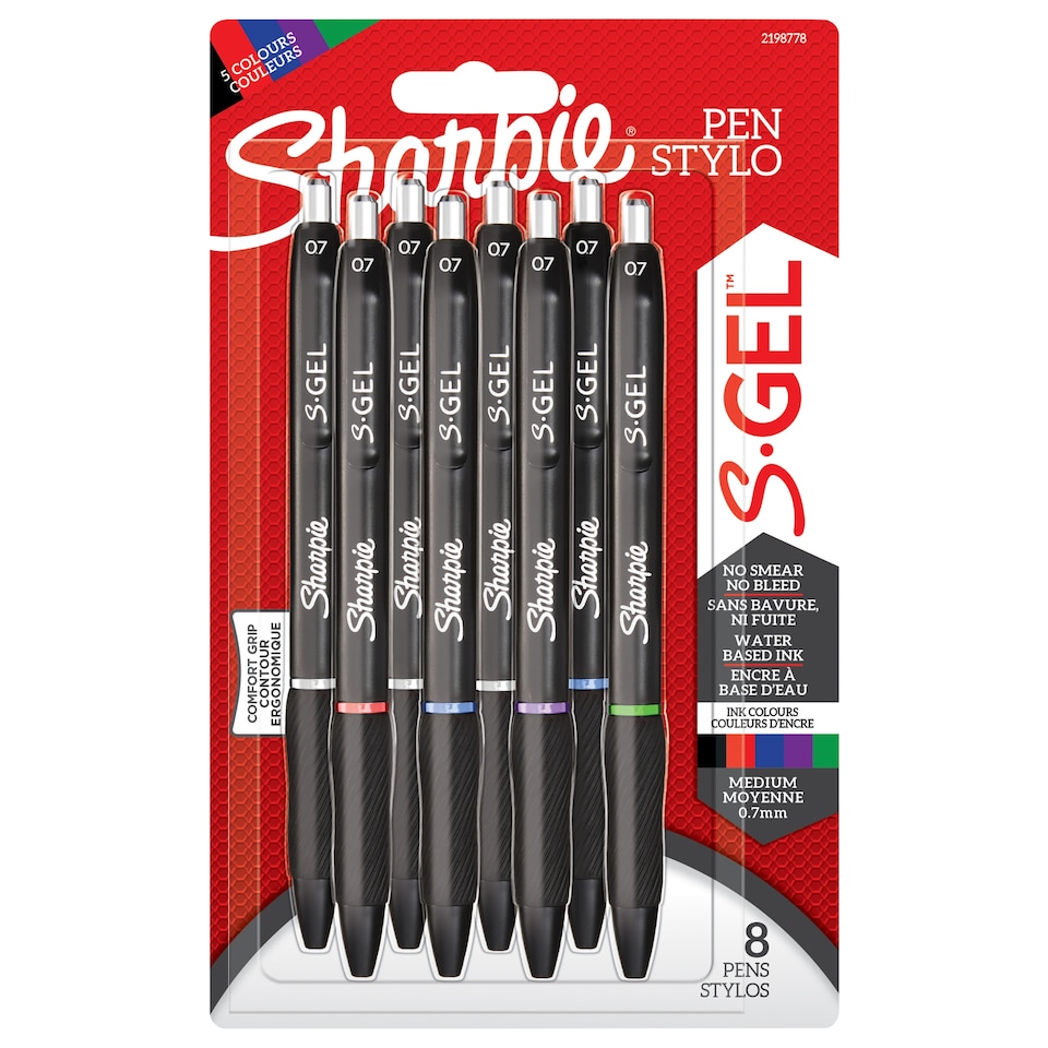 image 1 of Sharpie S Gel Assorted (Black Barrel) 8PK