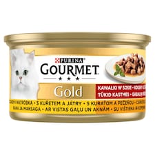 Purina Gourmet Gold falatok szószban csirkével és májjal nedves macskaeledel 85 g
