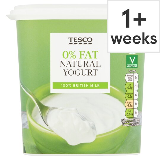 Tesco 0 Fat Natural Yogurt 1Kg Tesco Groceries