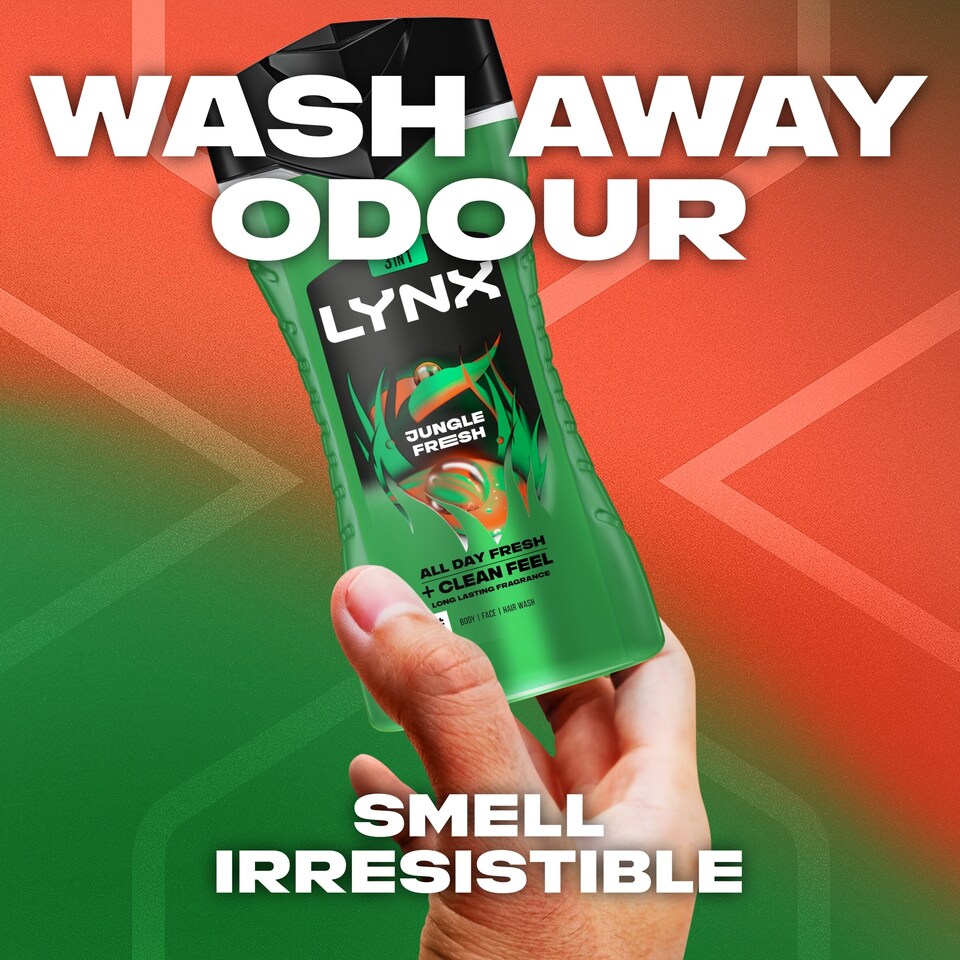 image 1 of Lynx Jungle Fresh 3 in 1 Body Face Hair Wash Shower Gel 225ml