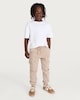 image 2 of F&F Boys Cotton Rich Cuffed Drawstring Cargo Joggers in Stone
