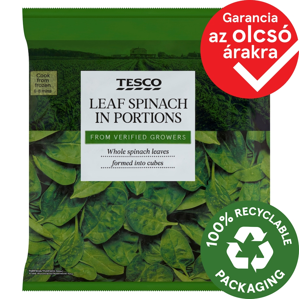 Tesco gyorsfagyasztott spenótlevél adagok 450 g