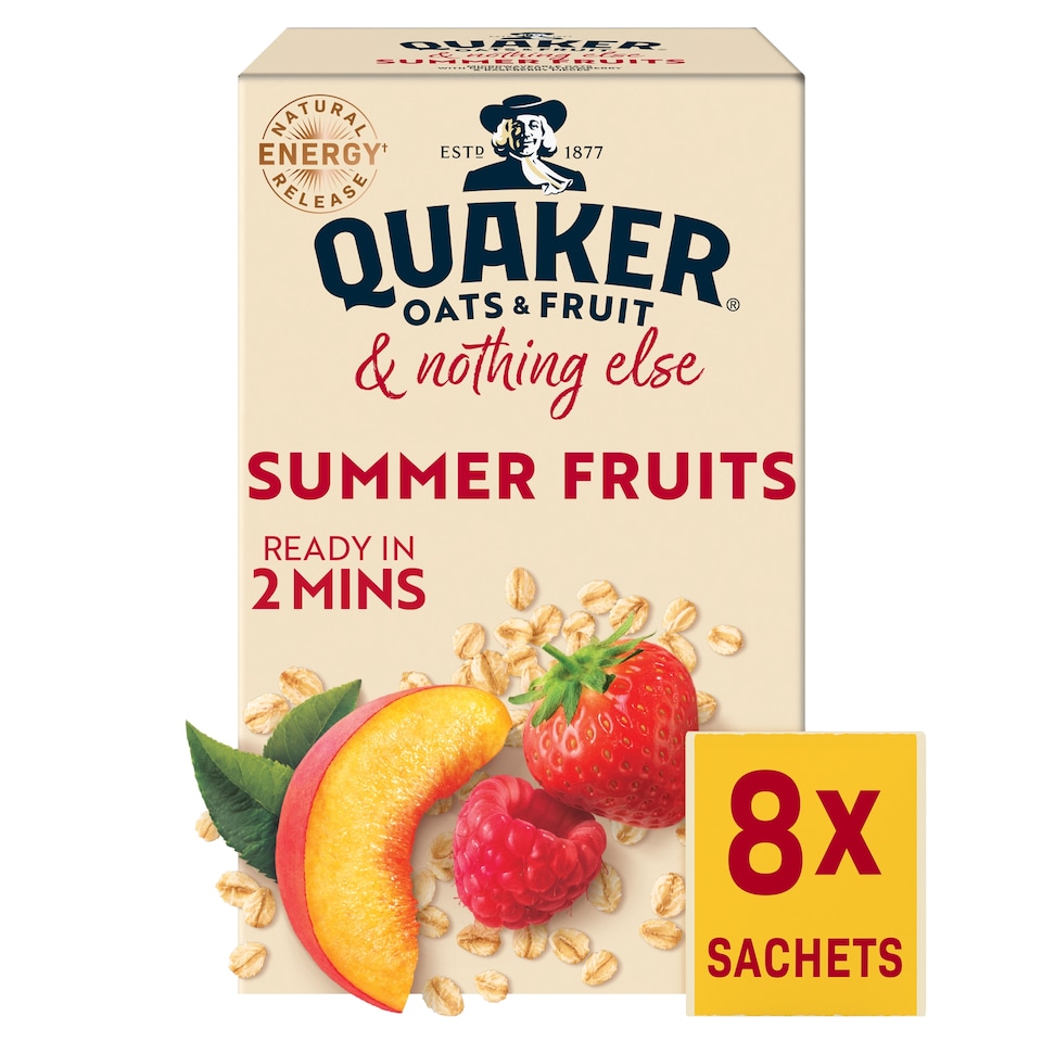 image 1 of Quaker Oats Summer Fruits & Nothing Else Porridge Sachets 8 x 33g
