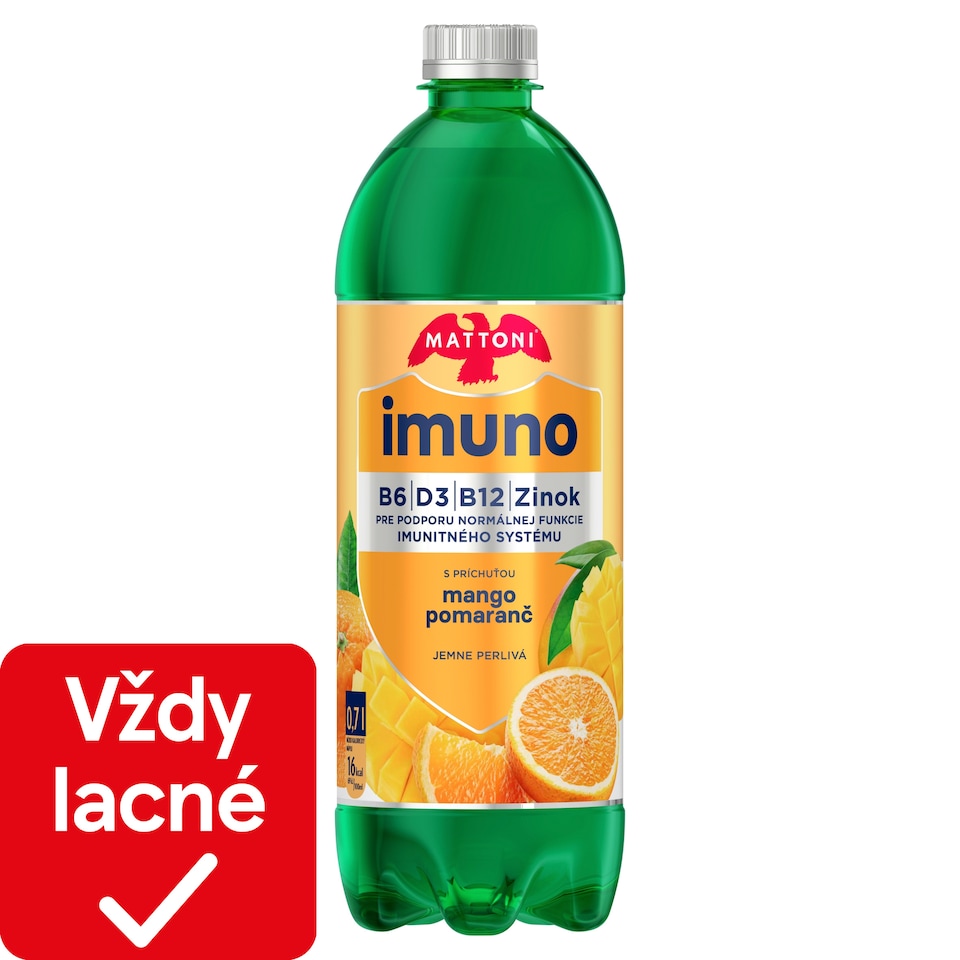 Mattoni Imuno s príchuťou mango pomaranč jemne perlivá 0,7 l
