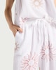 image 1 of F&F Pure Cotton Sun Embroidered Drawstring Pyjama Bottoms in Cream
