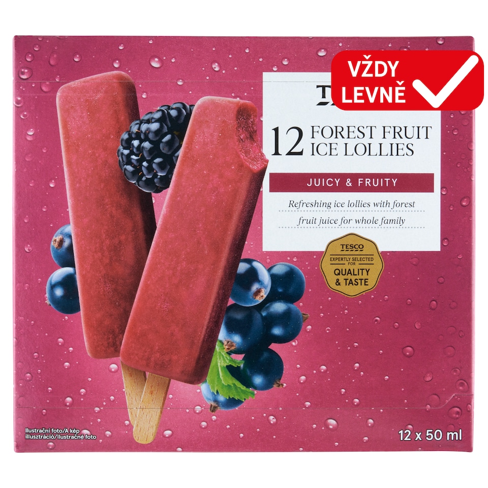 Tesco Forest Fruit Ice Lollies 12 x 50ml (600ml)