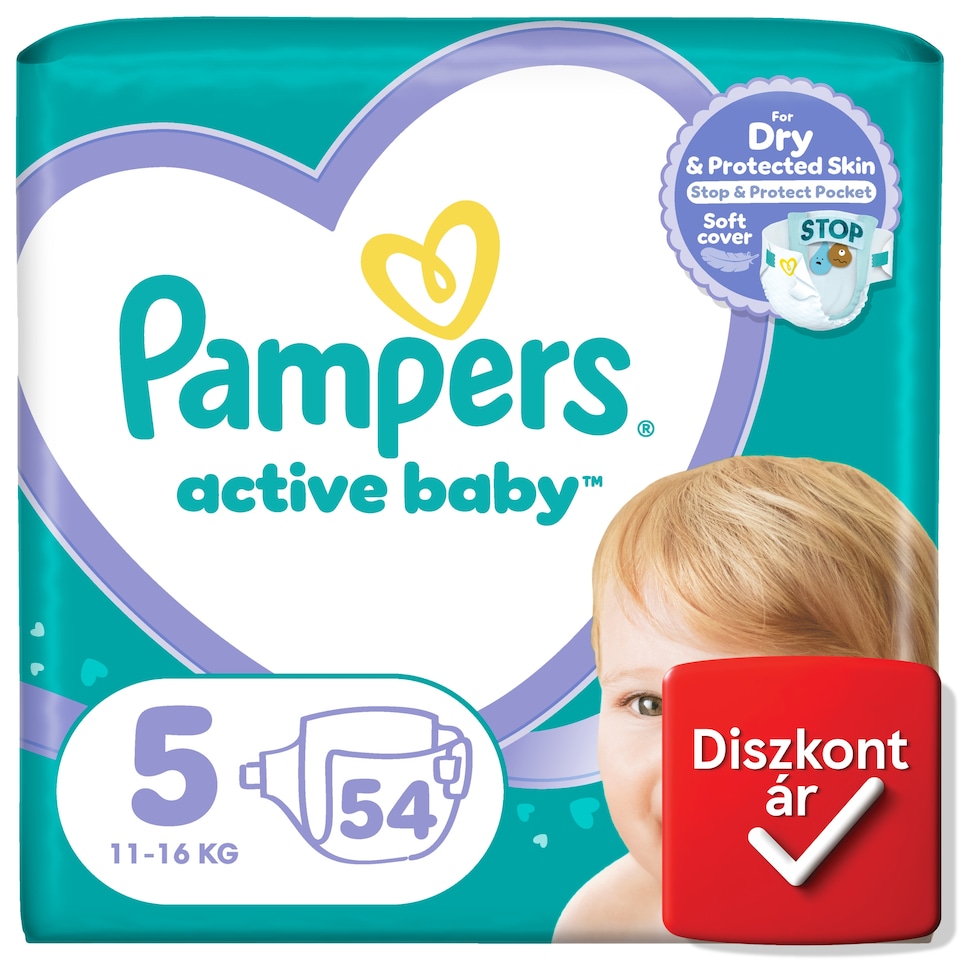 Pampers Active Baby Pelenka, Méret: 5, 54 db Pelenka, 11kg-16kg  1. kép