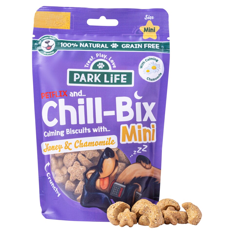 image 1 of PARK LIFE Chill-Bix MINI Calming Honey and Chamomile Dog Biscuit 100g