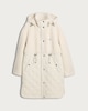 image 4 of F&F Active OUTDOOR Quilted Borg Panel Longline Coat in Cream
