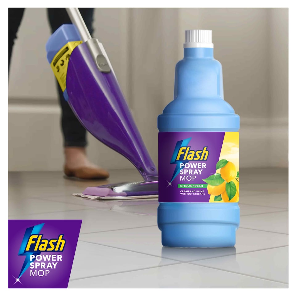 image 1 of Flash Power Spray Mop Floor Cleaner Multi-Surface Cleaning Liquid Citrus Fresh