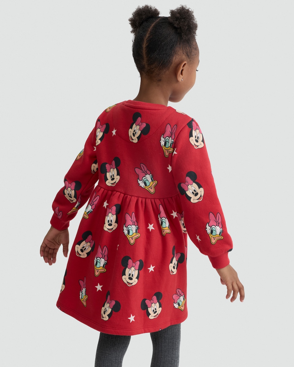 image 1 of Disney Minnie Mouse and Daisy Duck Cotton Rich Print Dress in Red