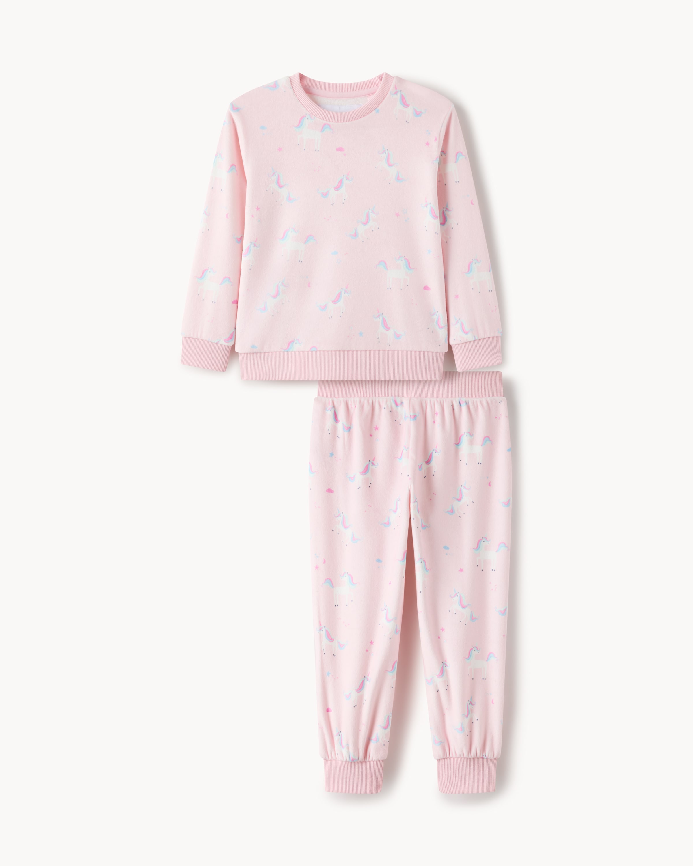 F&F Girls Minky Fleece Unicorn Pyjama Set in Multi