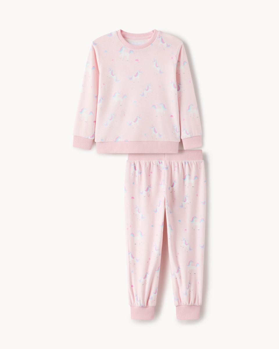 image 1 of F&F Girls Minky Fleece Unicorn Pyjama Set in Multi