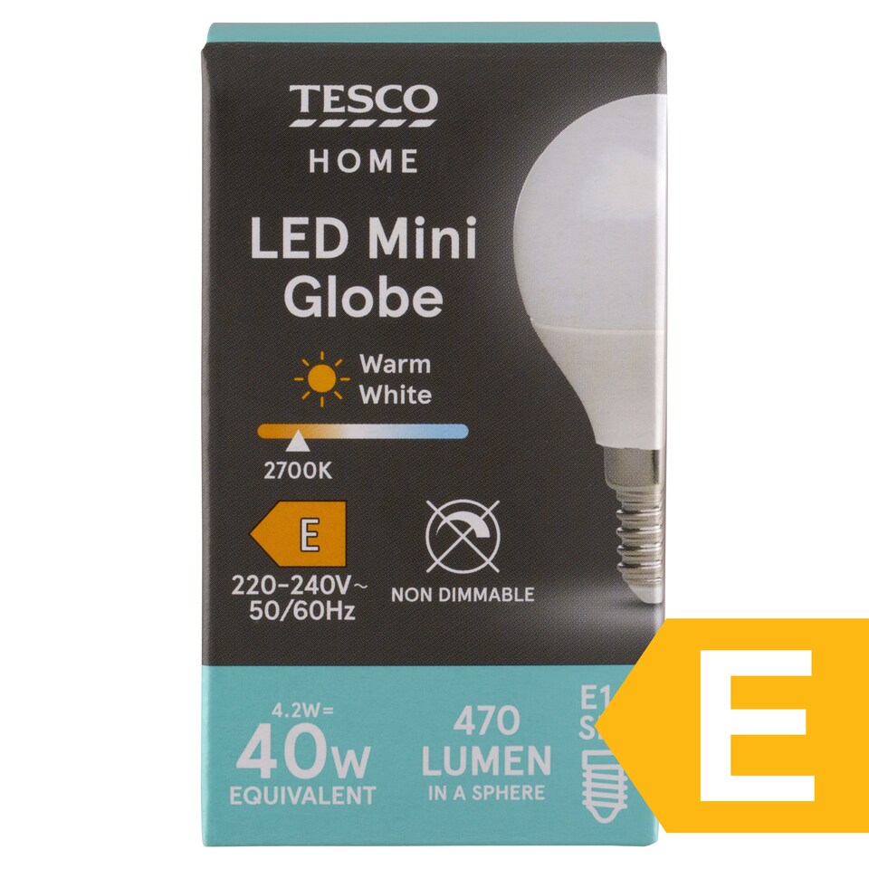 image 1 of Tesco Home E14 470 lm 40 W 2700K LED Mini Globe