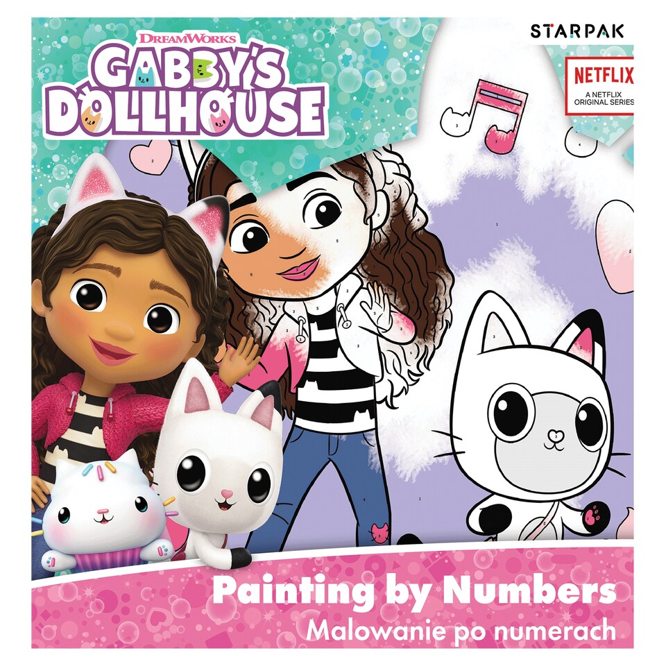 Dreamworks Gabby's Dollhouse malování podle čísel 20 x 20 cm 6 ks