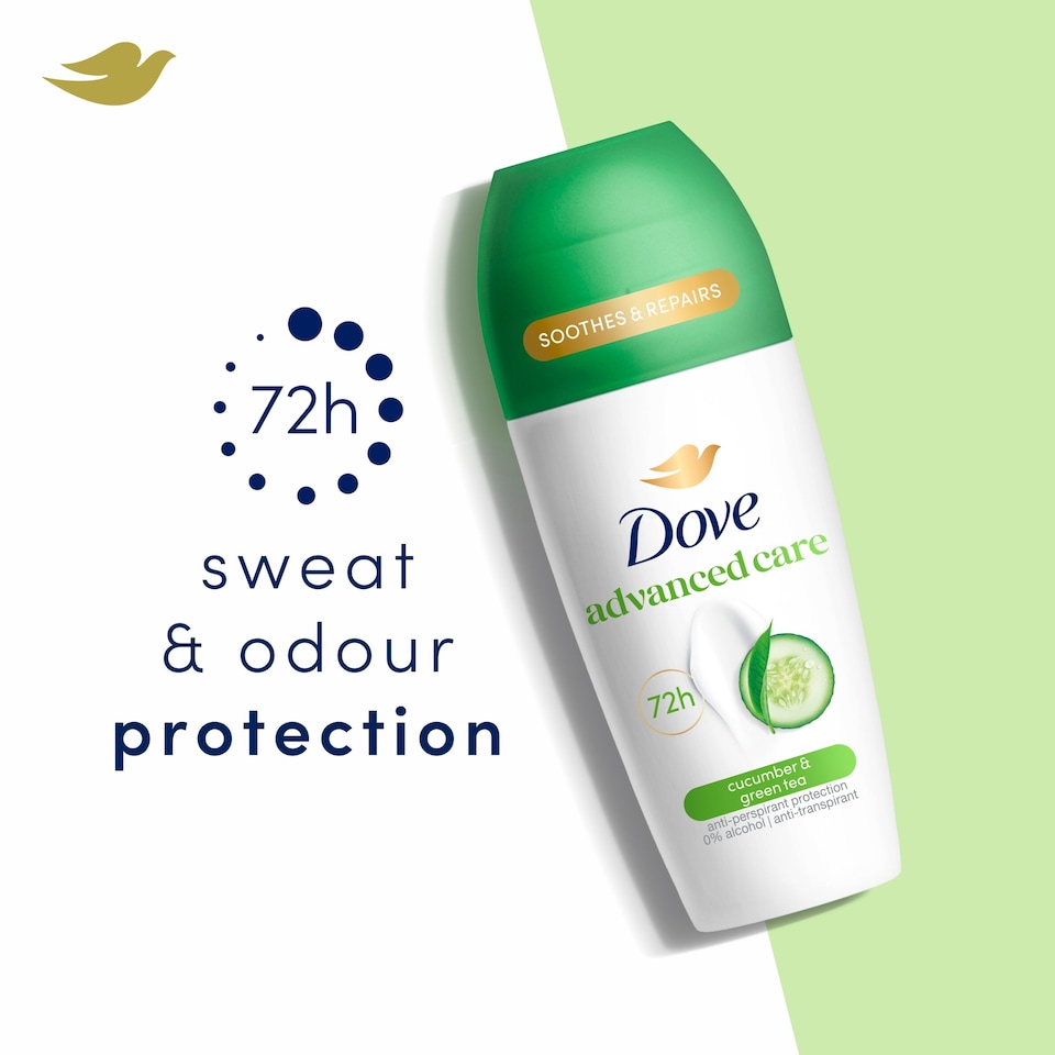 image 1 of Dove Advanced Care Go Fresh Cucumber 72h Roll-On Antiperspirant Deodorant 50ml