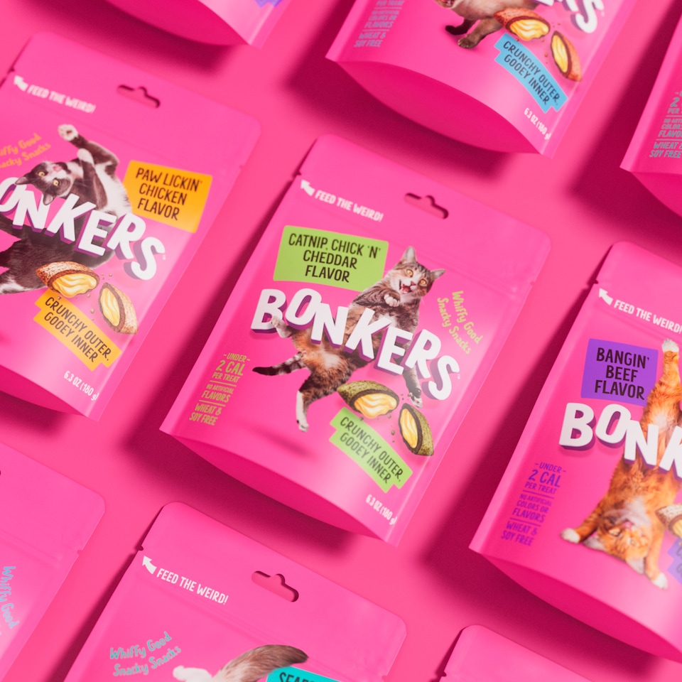 image 1 of Bonkers Cat Treats - Catnip, Chick 'N' Cheddar Flavour 60g