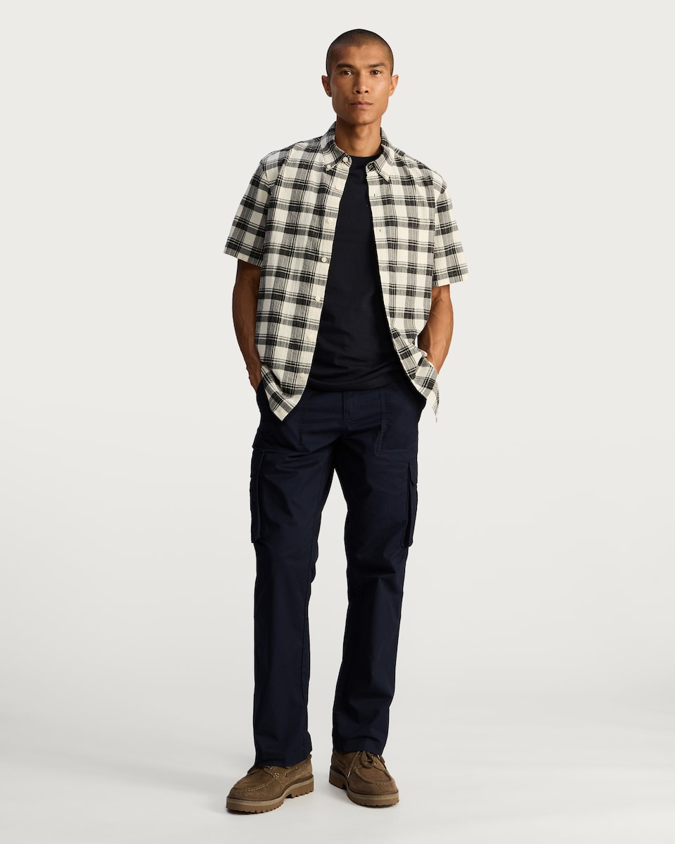 image 1 of F&F Pure Cotton Straight Leg Cargo Trousers in Navy