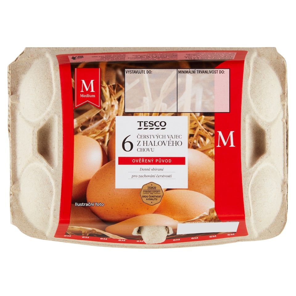 Tesco Čerstvá vejce z halového chovu M 6 ks