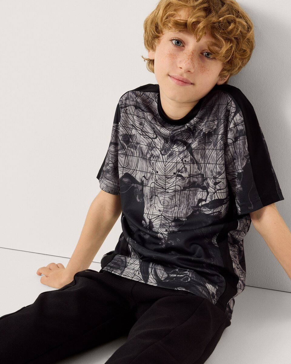 image 1 of F&F Active ULTRAMOVE Boys Printed T-Shirt in Black