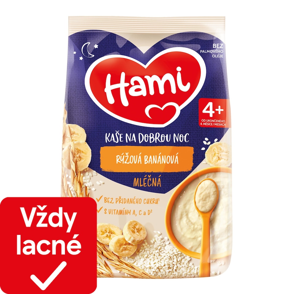 obrázok 1 z HAMI Mliečna kaša ryžová banánová na dobrú noc 210g