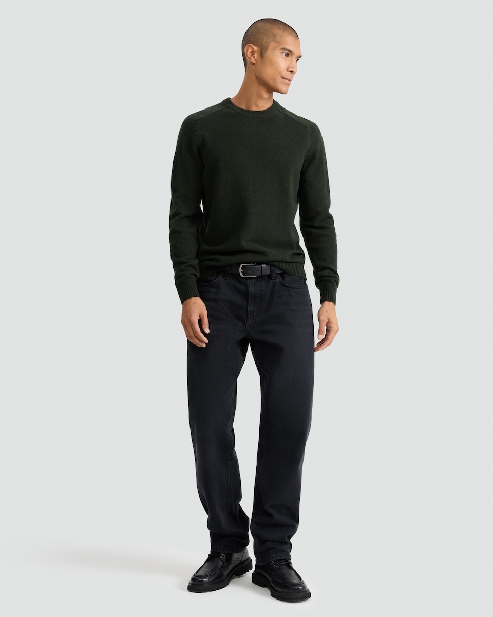 image 1 of F&F Lambswool Knitted Crew Neck Jumper in Khaki