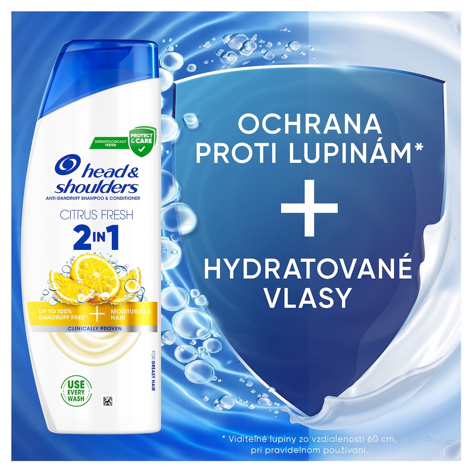 obrázok 1 z Head & Shoulders Citrus Fresh 2v1 Šampón na Lupiny na Mastné Vlasy 330 ml. Denné Použitie