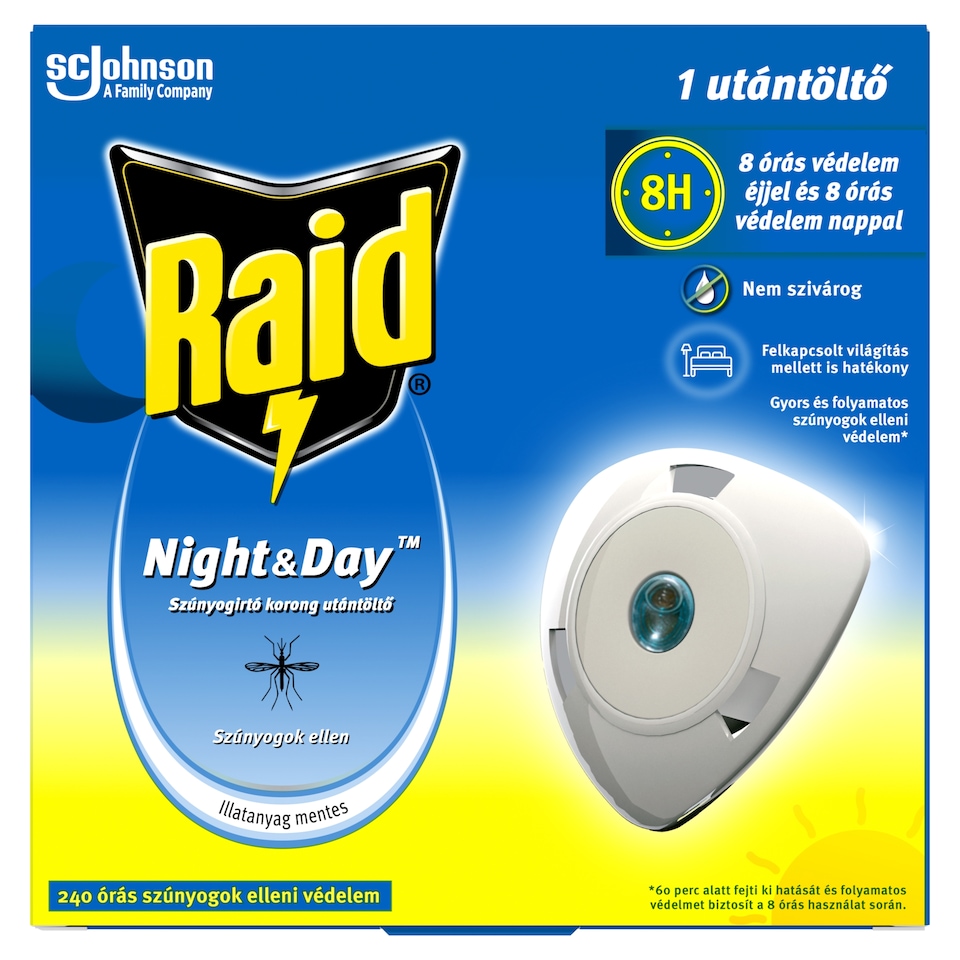 Raid Night & Day illatanyag mentes szúnyogirtó korong utántöltő 1 db