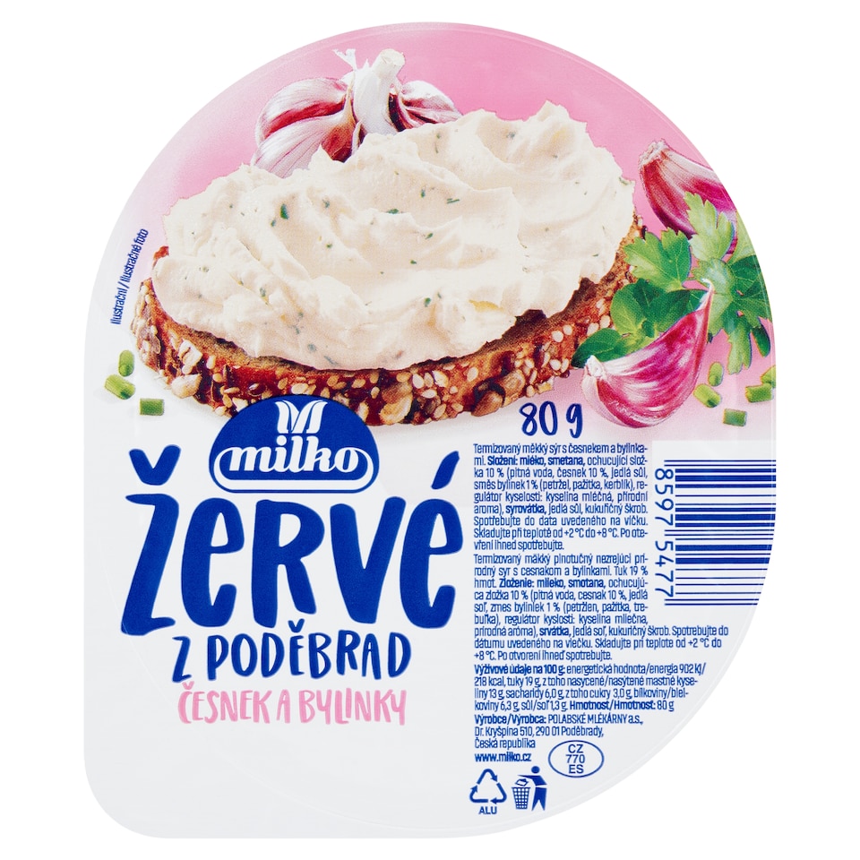 Obrázek 1 pro produkt Milko Žervé z Poděbrad česnek a bylinky 80g