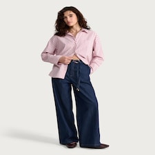 F&F Wide Leg Belted Jeans in Navy