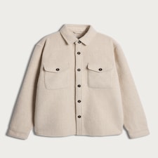 The F&F Edit Boucle Textured Button Up Shacket with Wool in Cream