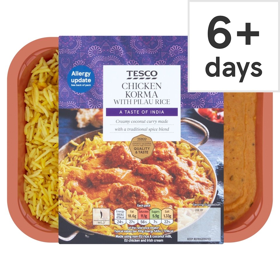 Tesco Chicken Korma With Pilau Rice 400G